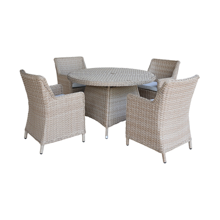 INTERNATIONAL CONCEPTS Outdoor 5 Piece Patio Furniture Set with a Round Table and 4 Chairs KODT-448R-400-4